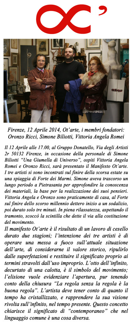 Lo scultore Simone Biliotti   si associa al Gruppo Donatello Firenze