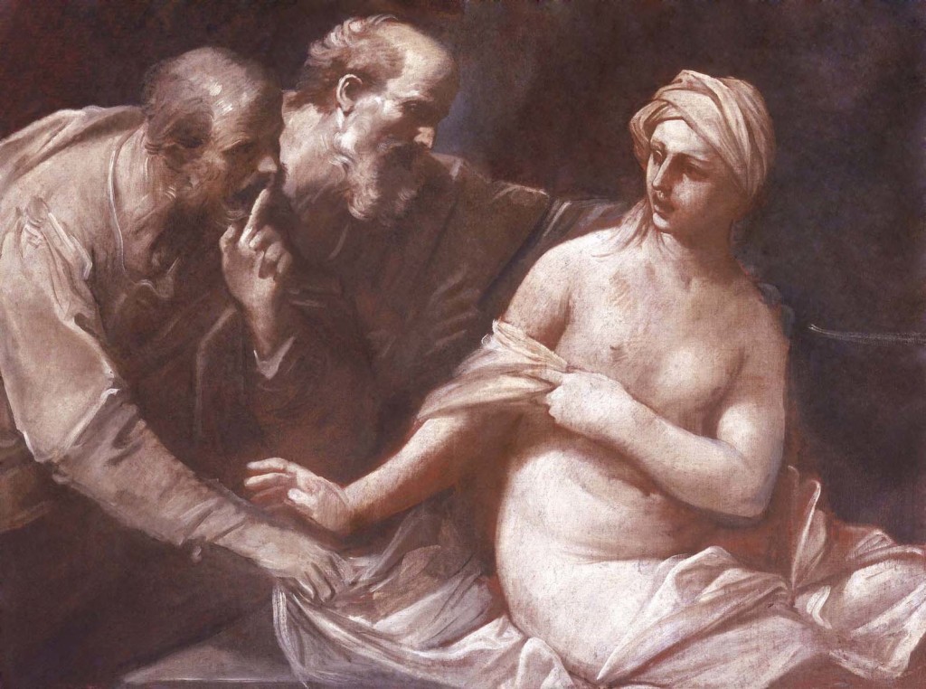 Guido Reni, Susanna e i vecchioni, 1630 circa, olio su tela, cm 104x140, Collezione privata bassa